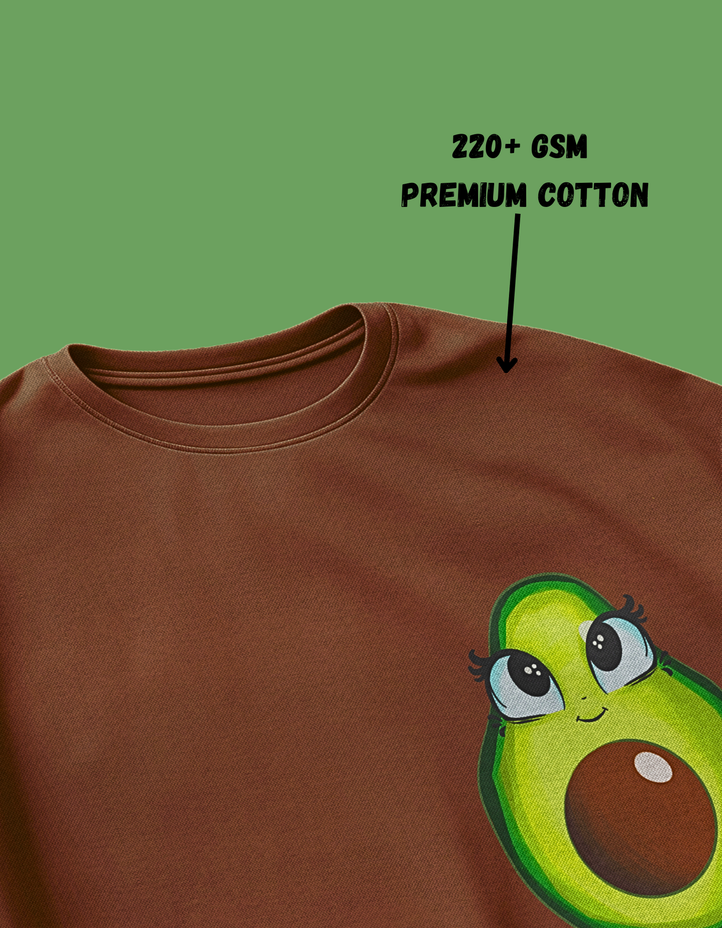 Ava The Avocado | 220+GSM Oversized Tshirt | LIMITED EDITION | Brown Colour