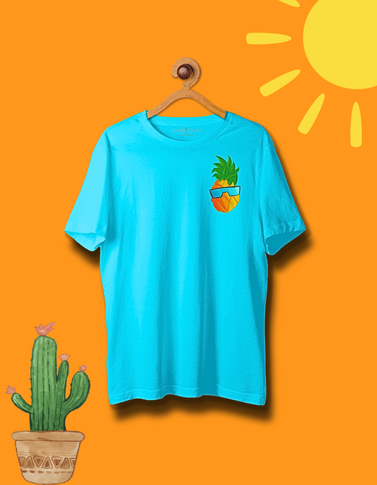 Posh Pineapple | 220+GSM Oversized Tshirt | LIMITED EDITION | Ocean Blue Colour