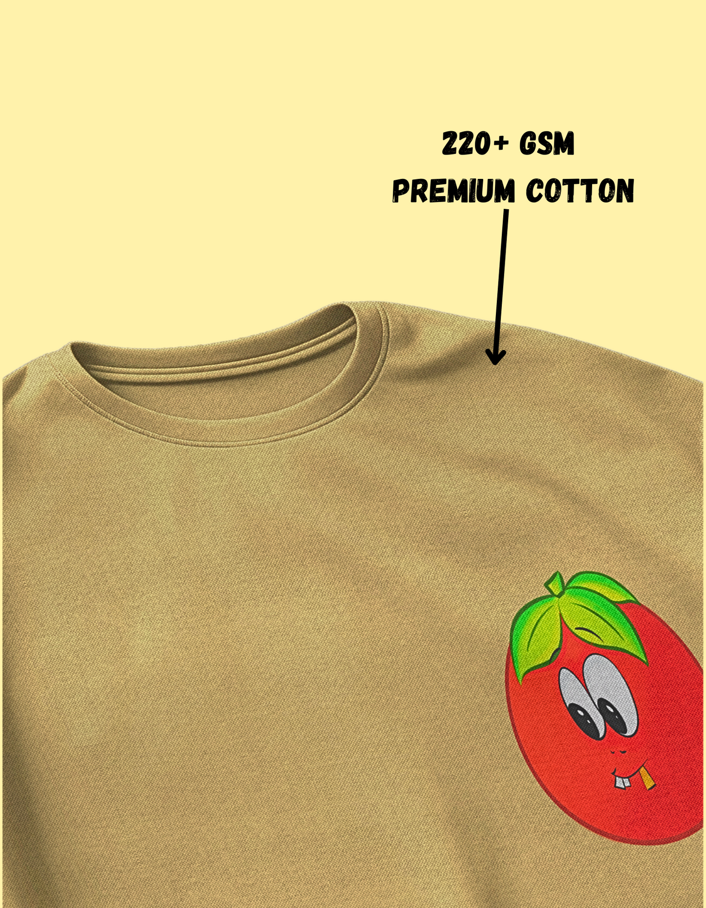 Tricky Tomato | 220+GSM Oversized Tshirt | LIMITED EDITION | Beige Colour