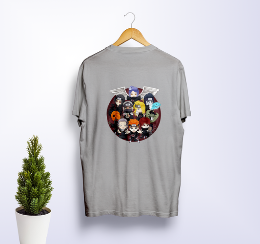 Naruto Light Grey Loosefit Crew Neck Pure Cotton Unisex T-shirt